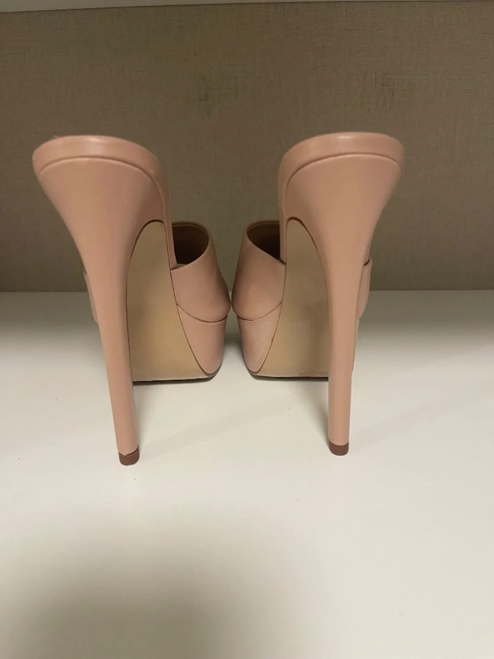 Steve Madden Nude Leather Platform Mule Heels | Women's Size 7